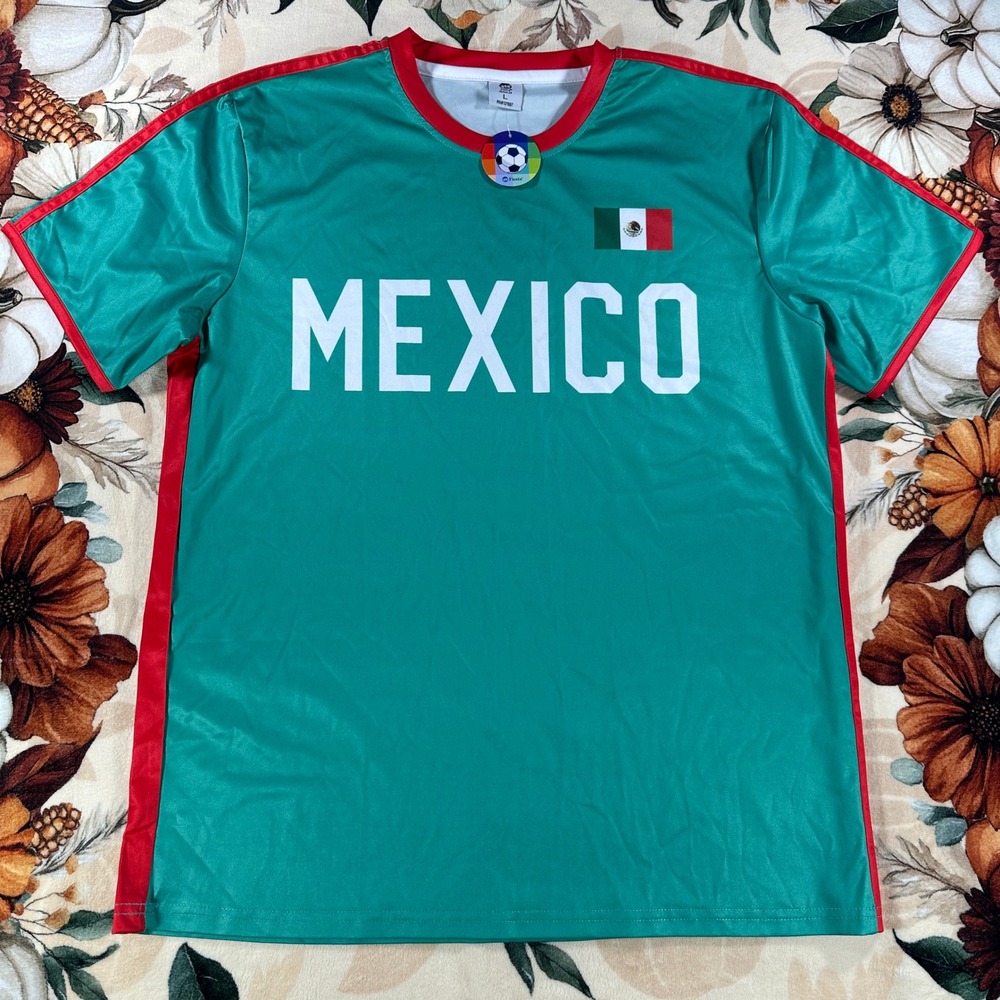 NWT Mexico National Team Soccer Futbol Jersey Mens Green Red White Size Large